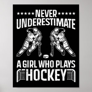 Affiche Dessin de hockey drôle pour filles femmes hockey s