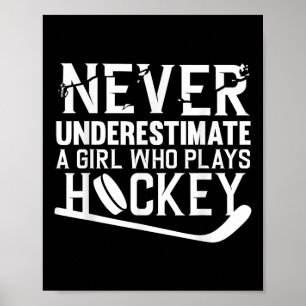 Affiche Dessin de hockey drôle pour filles femmes joueuses