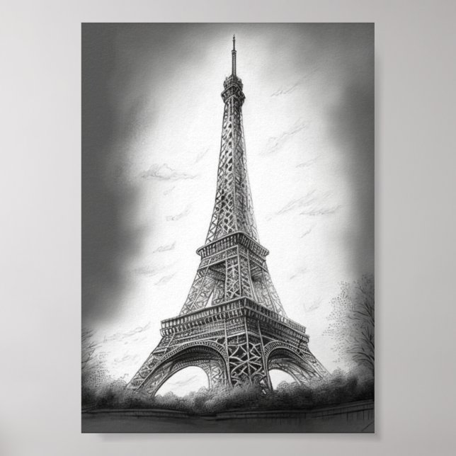 Affiche Dessin de la Tour Eiffel  (Devant)