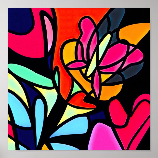 Affiche Dessin de ligne neurographique Abstraite (Devant)