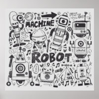 Dessin de l'illustrateur de robots à doodles