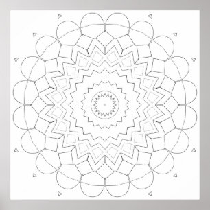Affiche Dessin de Mandala en Étoile à Pétales Géométriques
