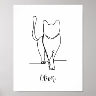 Affiche Dessin de marche pour chat Imprimer une ligne pers