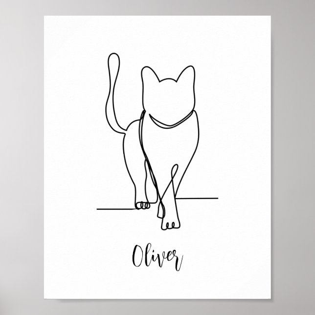 Affiche Dessin de marche pour chat Imprimer une ligne pers (Devant)