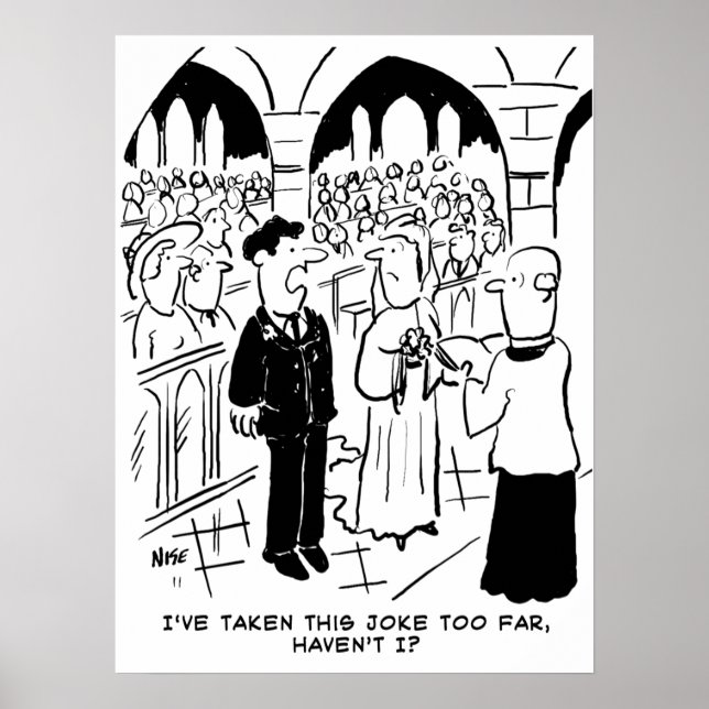 Affiche Dessin de mariage drôle - Farce du marié (Devant)