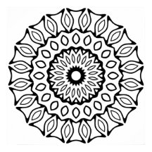 Dessin de motif mandala avec anneau de feuilles et