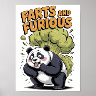 Affiche Dessin de panda de dessin animé drôle sur fond bla
