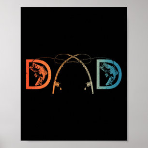 Affiche Dessin de papa pêcheur drôle pour papa hommes fête