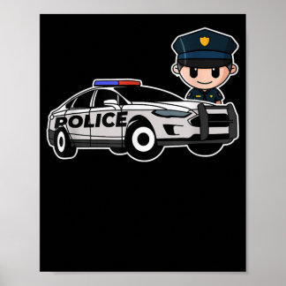 Affiche Dessin de police de voiture policier cadeau