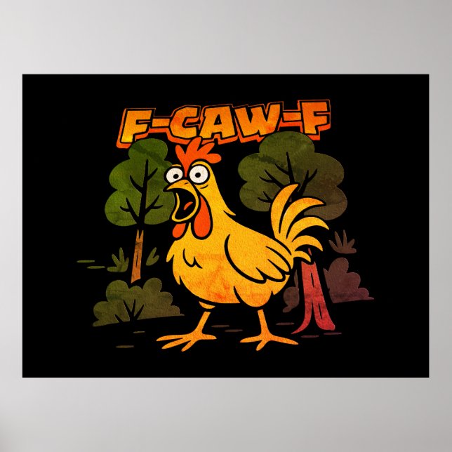Affiche Dessin de poulet drôle – Humour animal de dessin a (Devant)