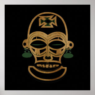 Affiche Dessin de tatouage de visage tribal africain abstr