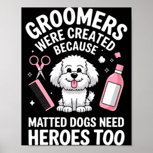 Affiche Dessin de toiletteur de chien drôle pour hommes fe
