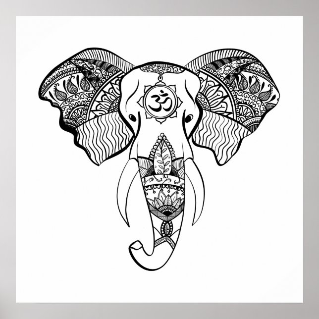 Affiche Dessin de trait d'éléphant (Devant)