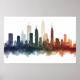 Affiche Dessin de ville art aquarelle