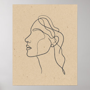 Affiche Dessin de visage abstrait en une ligne Bohème Mini