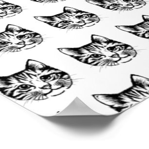 Affiche Dessin de visage de chat Esquisse Amateur de chat