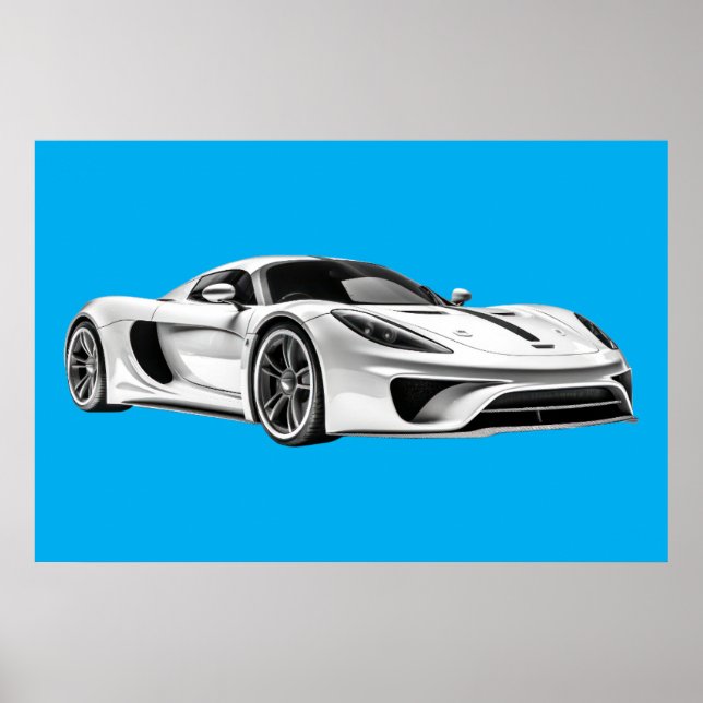 Affiche Dessin de voiture II (BLUE BKGRD) (Devant)