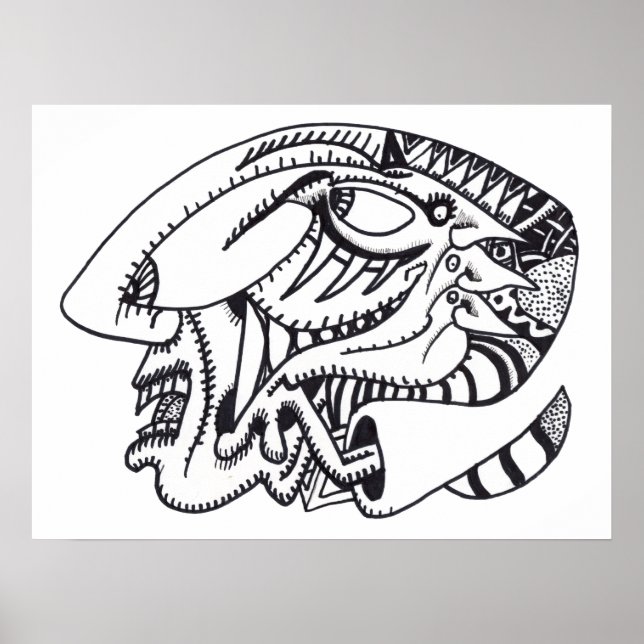 Affiche Dessin d'encre à trois aspects (Devant)