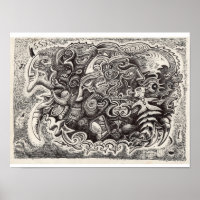 Dessin d'encre de bête hybride