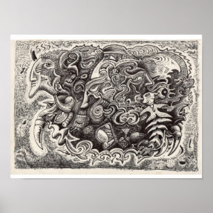 Affiche Dessin d'encre de bête hybride