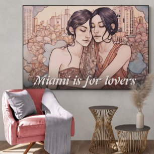 Affiche Dessin des femmes du centre-ville de Miami qui se 