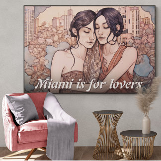 Affiche Dessin des femmes du centre-ville de Miami qui se 