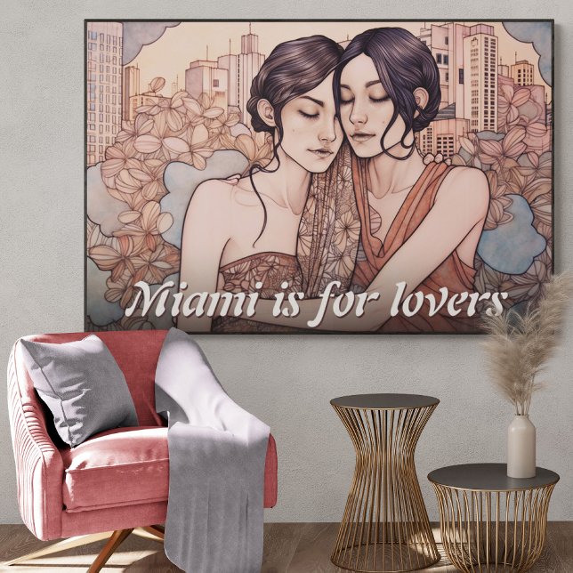 Affiche Dessin des femmes du centre-ville de Miami qui se  (Créateur téléchargé)