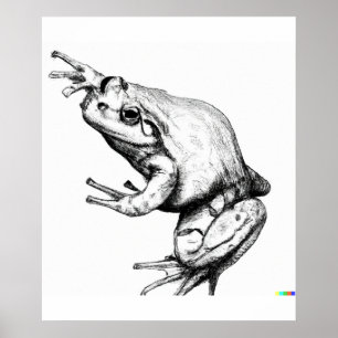 Affiche Dessin dessiné à la main de grenouille dans l'art