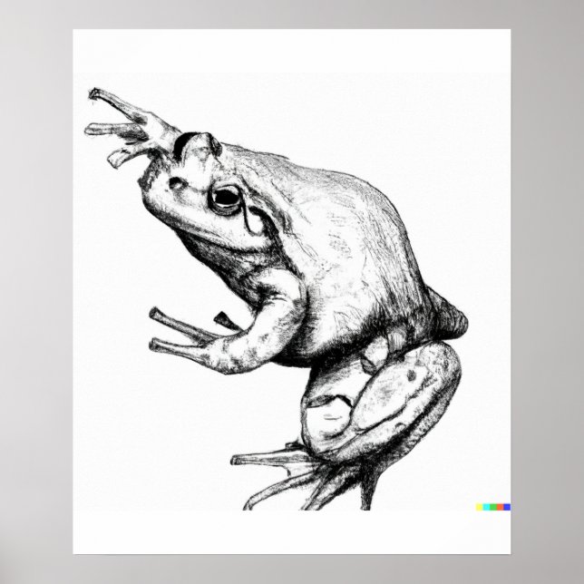 Affiche Dessin dessiné à la main de grenouille dans l'art  (Devant)