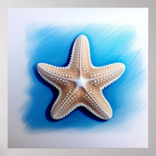 Affiche Dessin d'étoile de mer au crayon de couleur