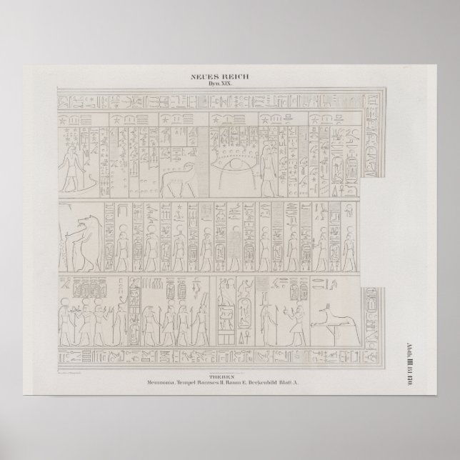 Affiche Dessin d'Hiéroglyphes égyptiens Vintages rétro (Devant)