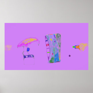 Affiche Dessin d'objets abstraits roses 