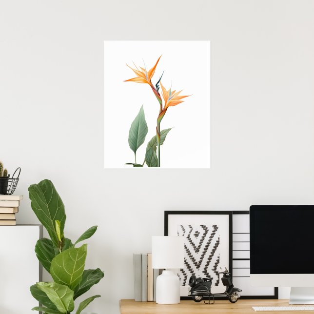 Affiche Dessin d'oiseau de paradis (fleur) (Bureau à domicile)