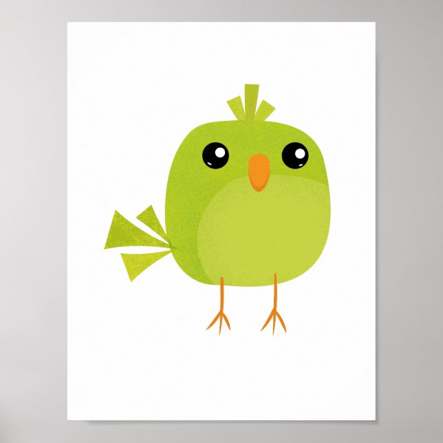 Affiche Dessin d'oiseau vert (Devant)