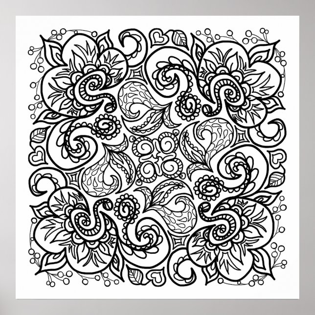 Affiche Dessin Doodle Vous Ligne Couleur Art Beau (Devant)