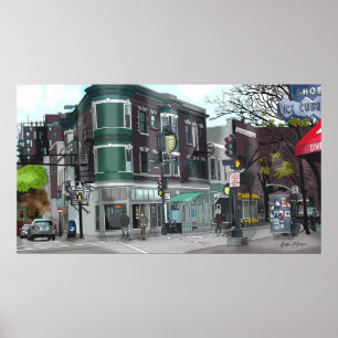 Affiche Dessin du centre de Madison, Wisconsin