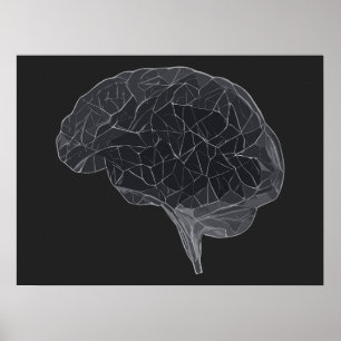 Affiche Dessin du cerveau polygonal - Réseau neuronal