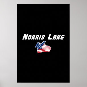 Affiche Dessin du drapeau américain aigle pour le lac Norr