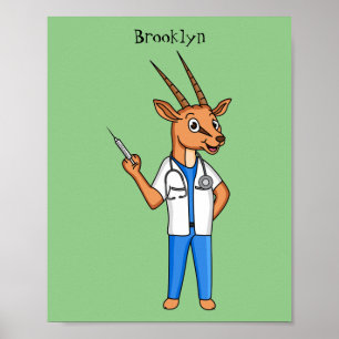 Affiche Dessin du médecin de l'antilope Cute Gemsbok