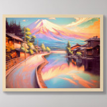 Dessin du pastel Mt Fuji coucher de soleil japonai