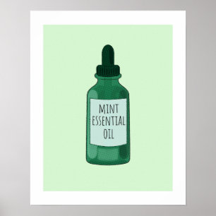 Affiche Dessin d'une bouteille d'huile essentielle à la me