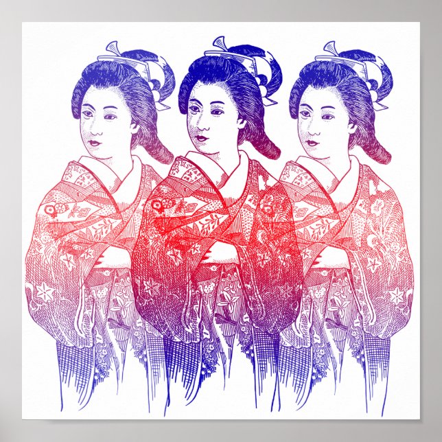 Affiche Dessin D'Une Dame Kimono (Devant)