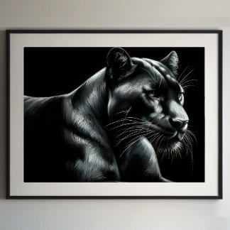 Affiche Dessin dur Pastel Black Panther III