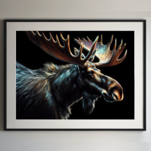 Affiche Dessin dur Pastel Bull Moose