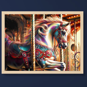 Affiche Dessin dur Pastel Carousel Cheval