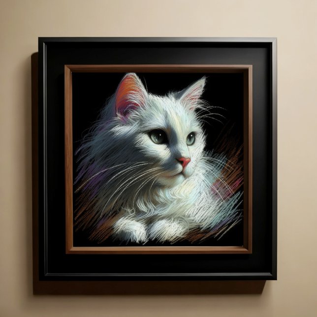 Affiche Dessin dur Pastel Chat blanc (Créateur téléchargé)