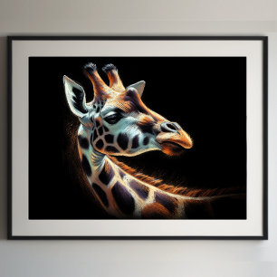 Affiche Dessin dur Pastel Giraffe