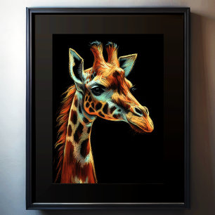 Affiche Dessin dur Pastel Giraffe