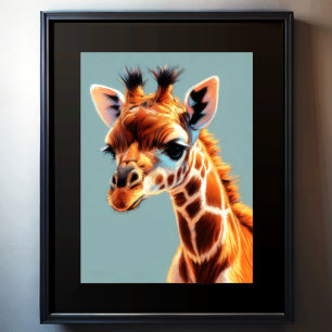 Affiche Dessin dur Pastel Giraffe