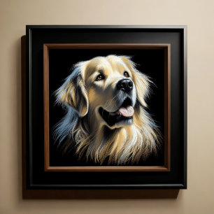 Affiche Dessin dur Pastel Golden Retriever